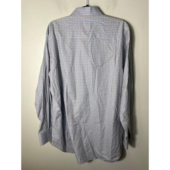 Mens David Donahue Brown and Blue Button Up Shirt Sz XL - Picture 2 of 2